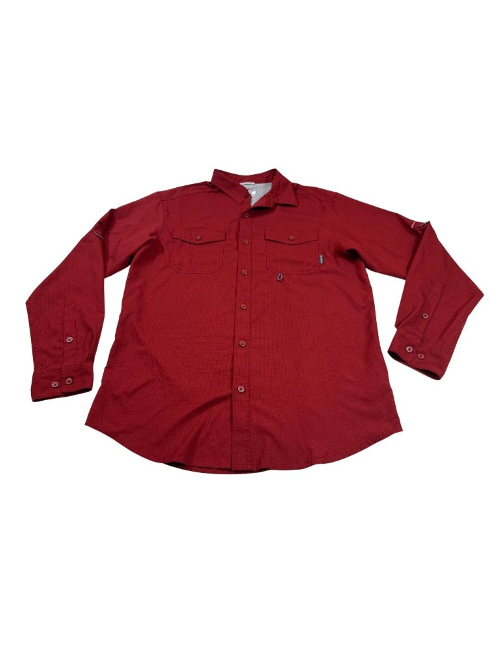 Columbia Red Omni-Shade Long-Sleeve Button-Up Shirt M/M Size Polyester (U1018)